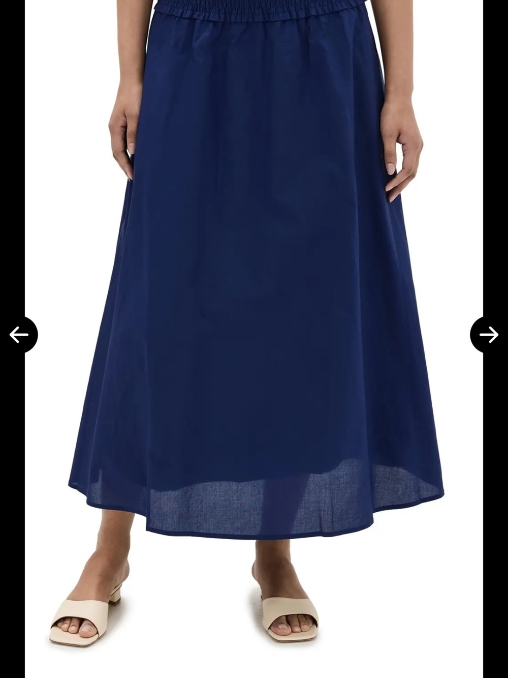 Hill House Navy Smocked-Waist Midi Skirt - Picture 2 of 6